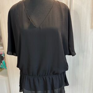 Addition Elle Chic Black V-Neck Lightweight Blouse Size X NWT